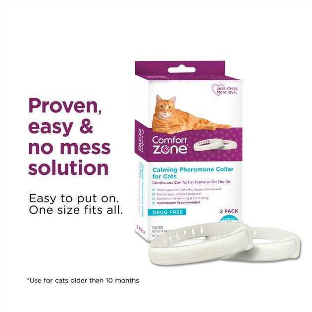 Comfort Zone 2 Pack Cat Calming Pheromone Collar for Cats De-Stress Your Cat - Healthber