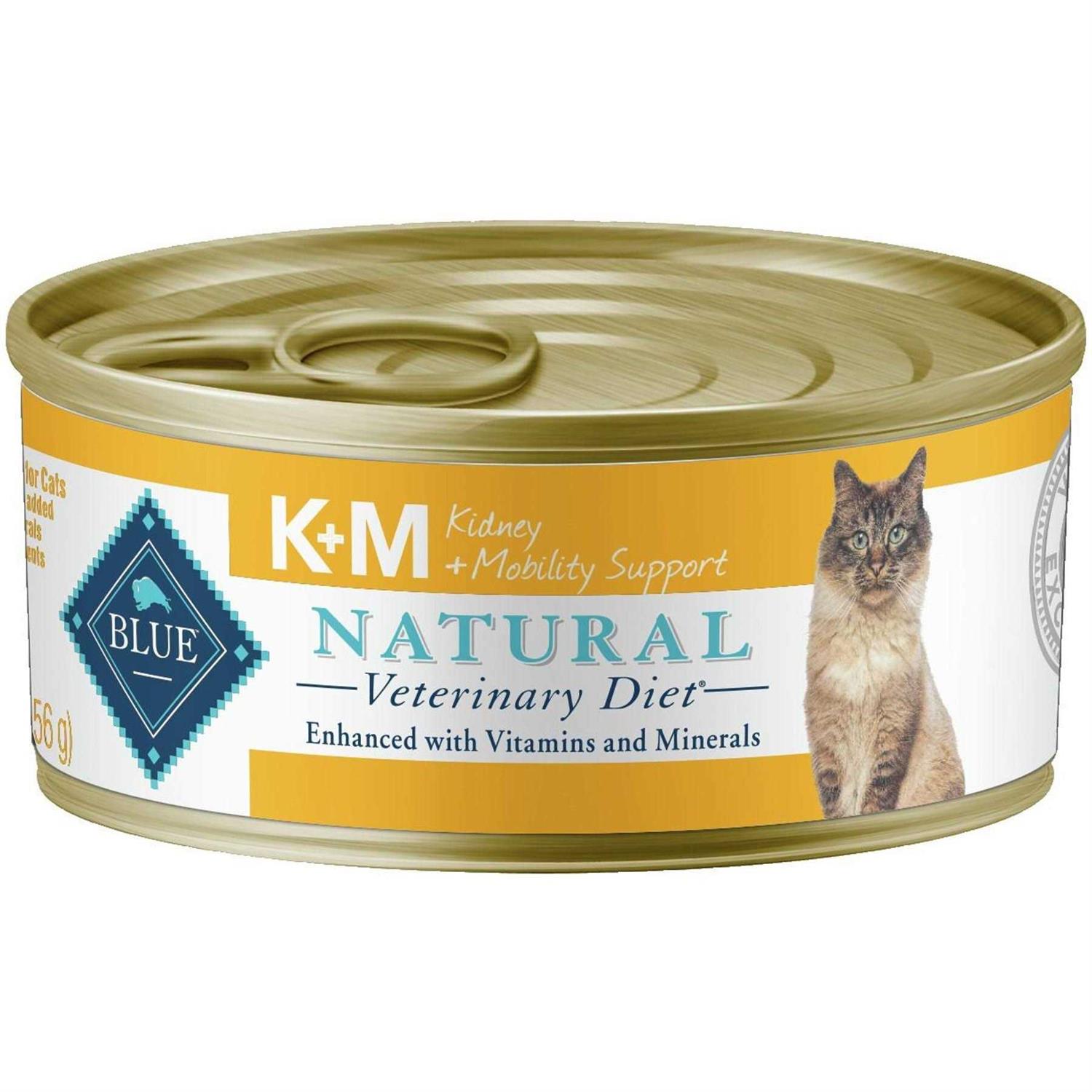 5.5-oz K+M Kidney + Mobility Support Grain-Free Canned Cat Food Blue Buffalo Natural Veterinary Diet case of 24 - Healthber