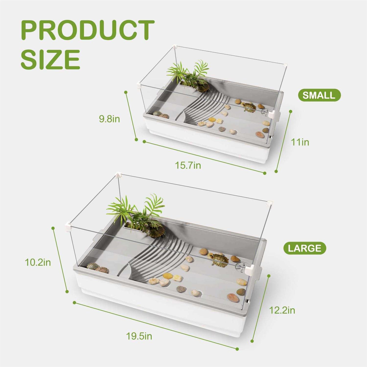 Turtle Tank Habitat Acrylic Aquatic Tortoise Aquarium Starter Kit with Multi-Function Area - Healthber
