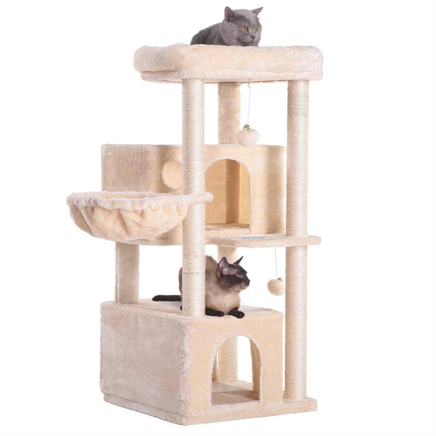 Hey-brother Cat Tree,Multi-Level Cat Condo for Large Cat Tower Furniture with Sisal-Covered Scratching Posts - Healthber