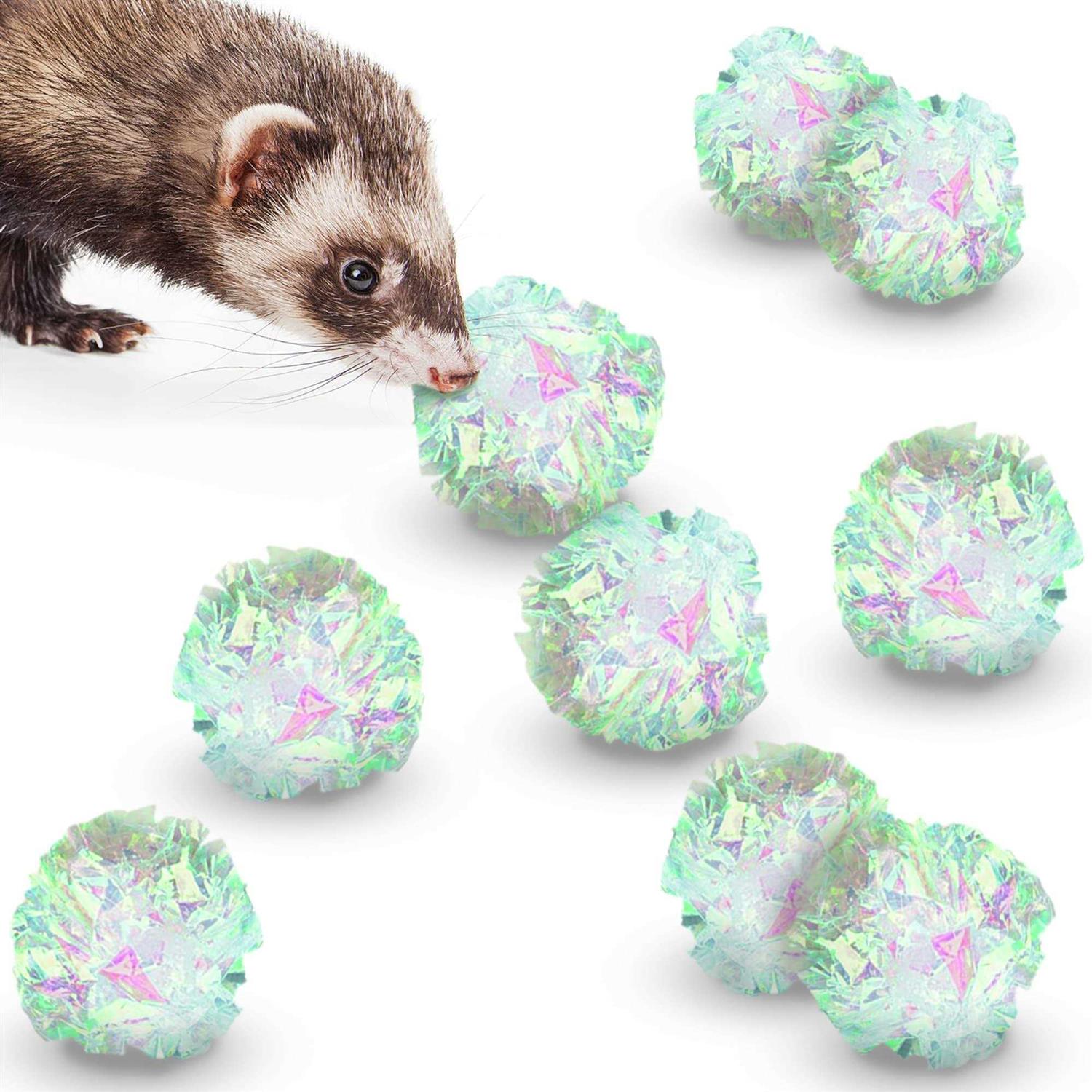 SunGrow Entertainment Clear Mylar Indoor Cat & Ferret Crinkle Balls & Chase Toy - Healthber