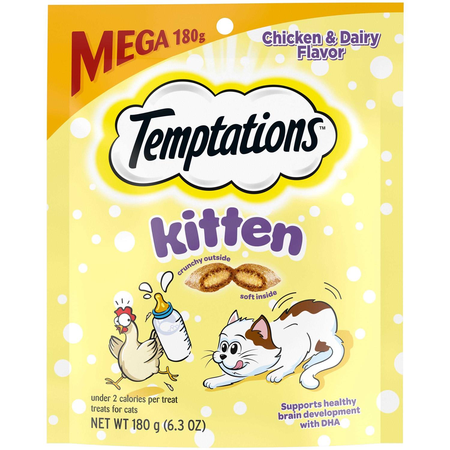 Temptations Crunchy and Soft Kitten Treats Dairy Flavor - Healthber