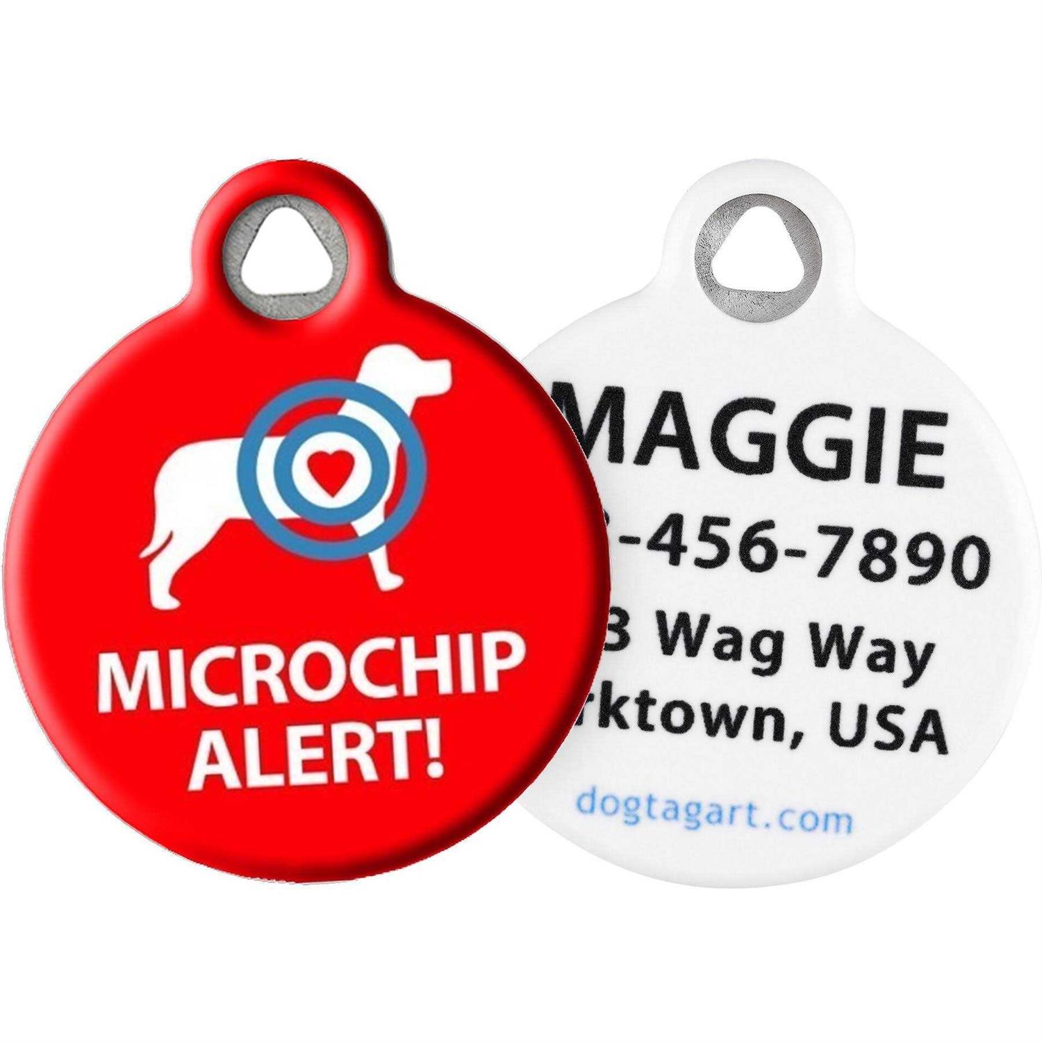 Dog Tag Art Microchip Alert Personalized Dog & Cat ID Tag - Healthber