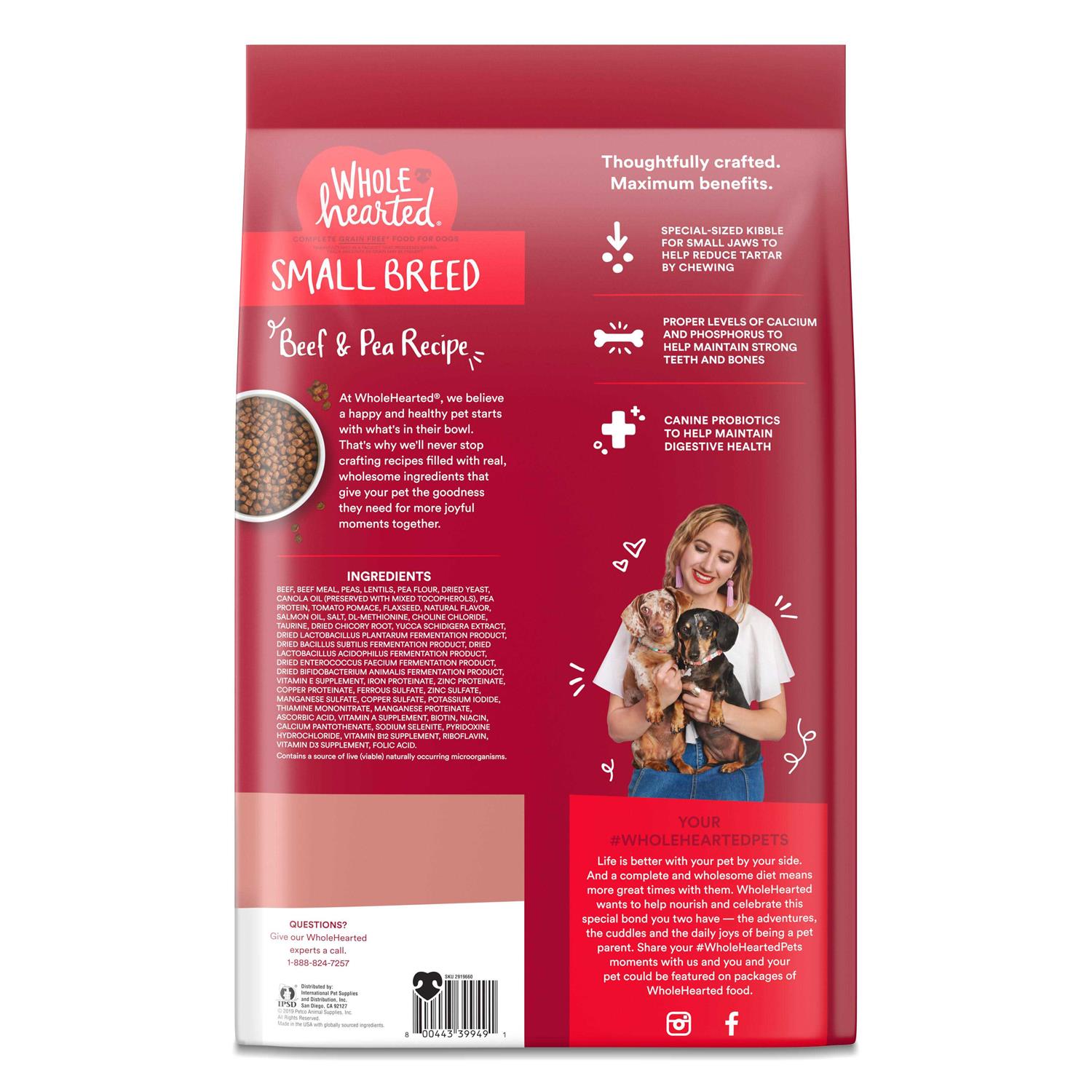 WholeHearted Grain Free Beef & Pea Recipe Small Breed Adult Dry Dog Food - Healthber