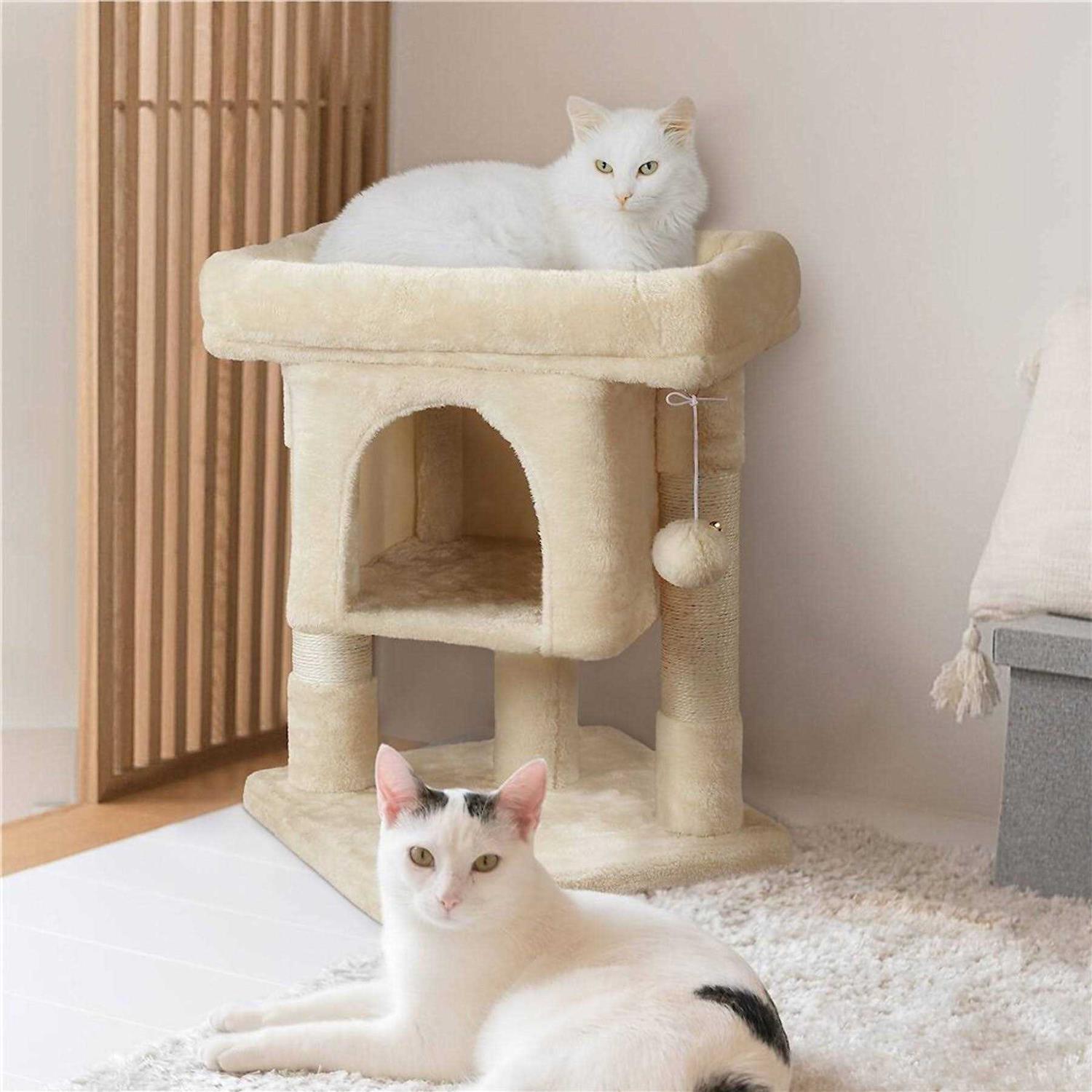 Yaheetech 2-Level 23.5-in Plush Cat Tree & Condo - Healthber
