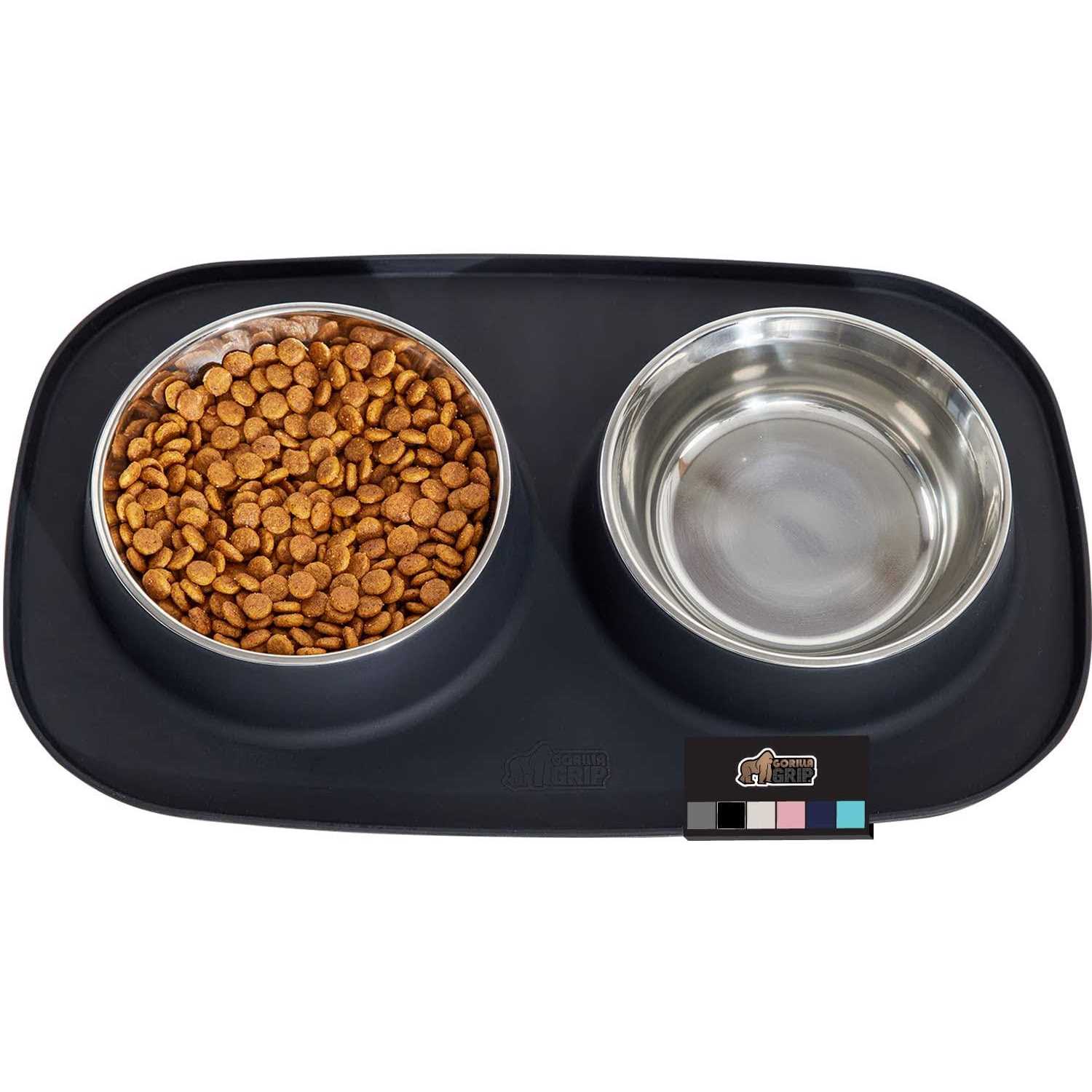 Gorilla Grip 100% Waterproof BPA Free Cat and Dog Bowls Silicone Feeding Mat Set - Healthber