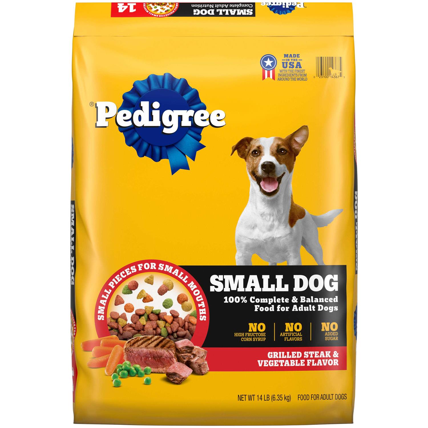 Pedigree Grilled Steak & Vegetable Flavor Small Dog Adult Complete Nutrition Dry Dog Food - Healthber