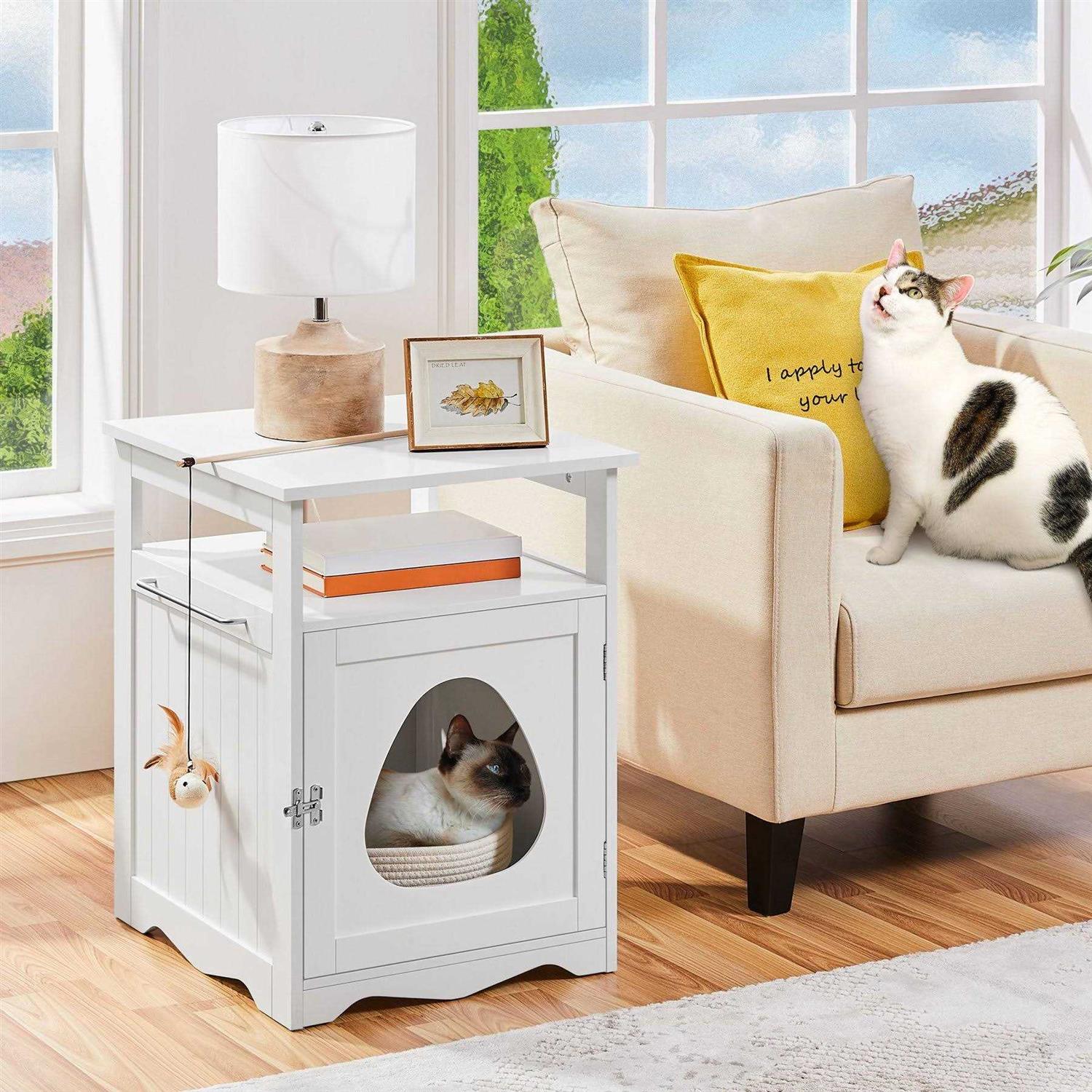 Yaheetech Box Furniture with Open Shelf Cat Litter Box - Healthber