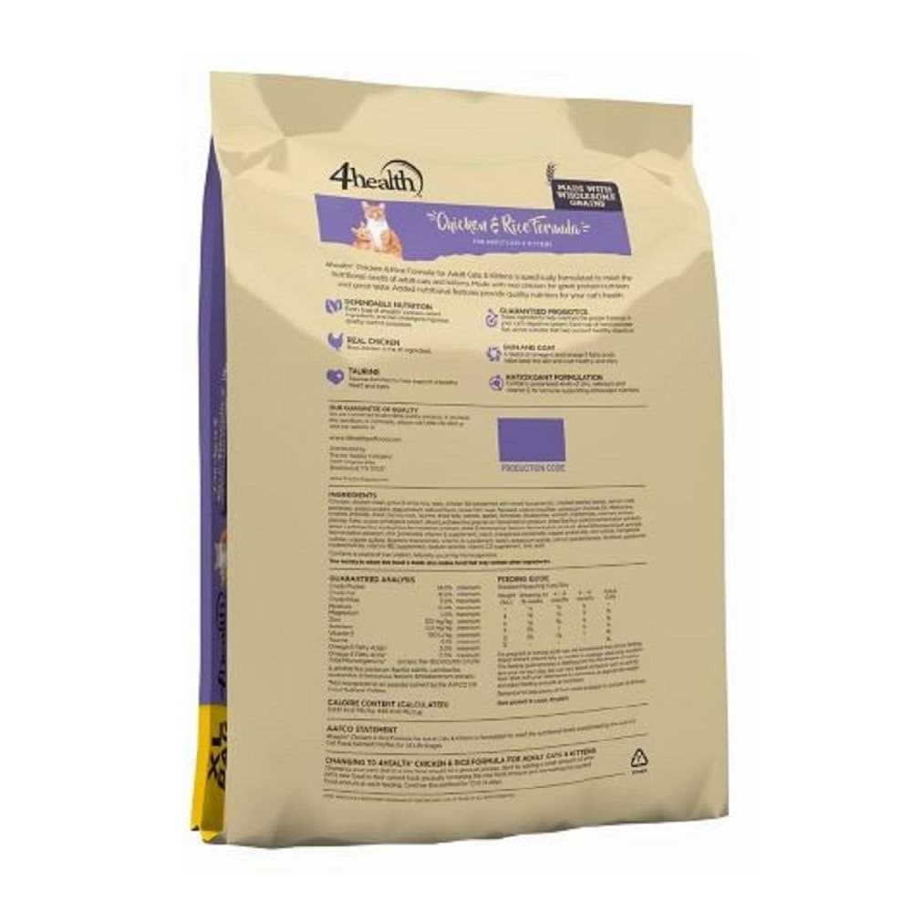 4health with Wholesome Grains 9820 Chicken Rice Formula Dry Cat Food - Healthber