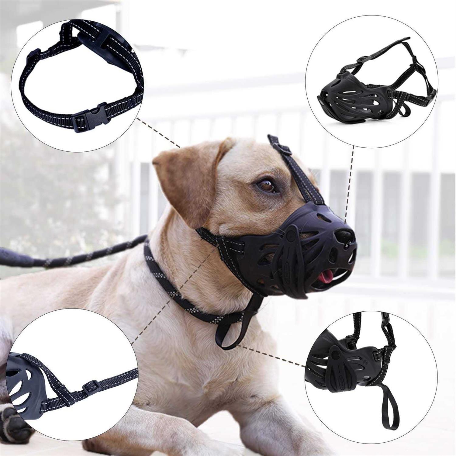 JIPIMON Dog Muzzle Prevents Biting Barking Chewing Breathable Drinkable Adjustable Basket Muzzle for Aggressive Small Medium Large Dogs - Healthber
