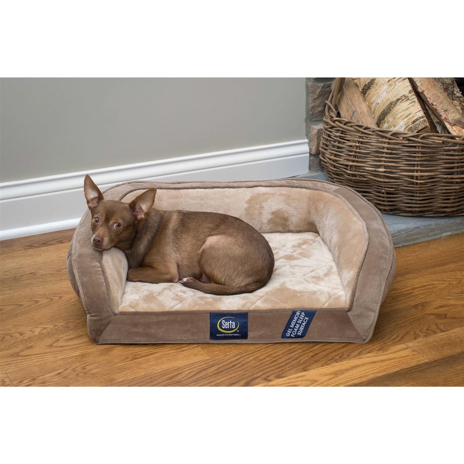 Serta Gel Memory Foam Quilted Ortho Couch Dog Bed - Healthber