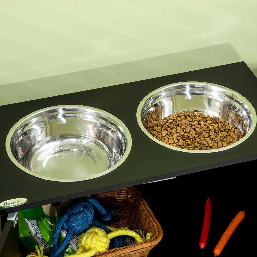 PawHut Large Elevated Dog Bowls with Storage Cabinet Containing Large 44L Capacity - Healthber