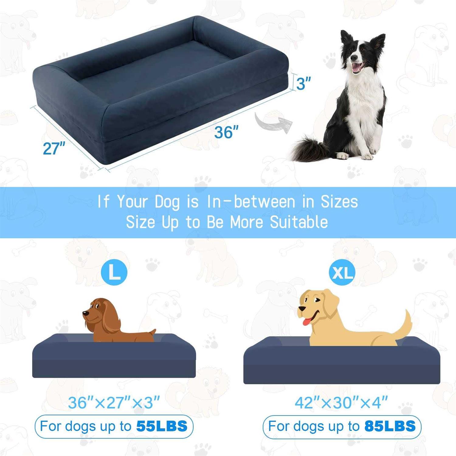 Hygge Hush Summer Waterproof Dog Bed, Washable Dog Bed with Removable Cover and Bolster - Healthber