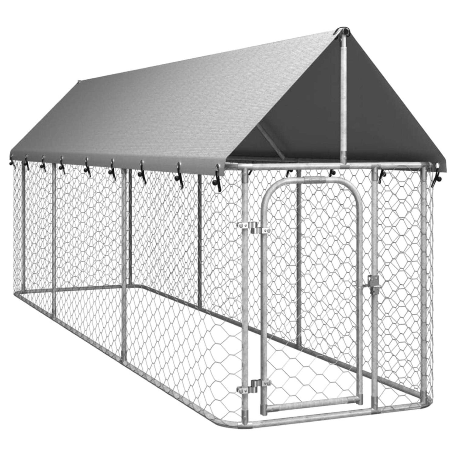 vidaXL Outdoor Dog Kennel with Roof - Healthber