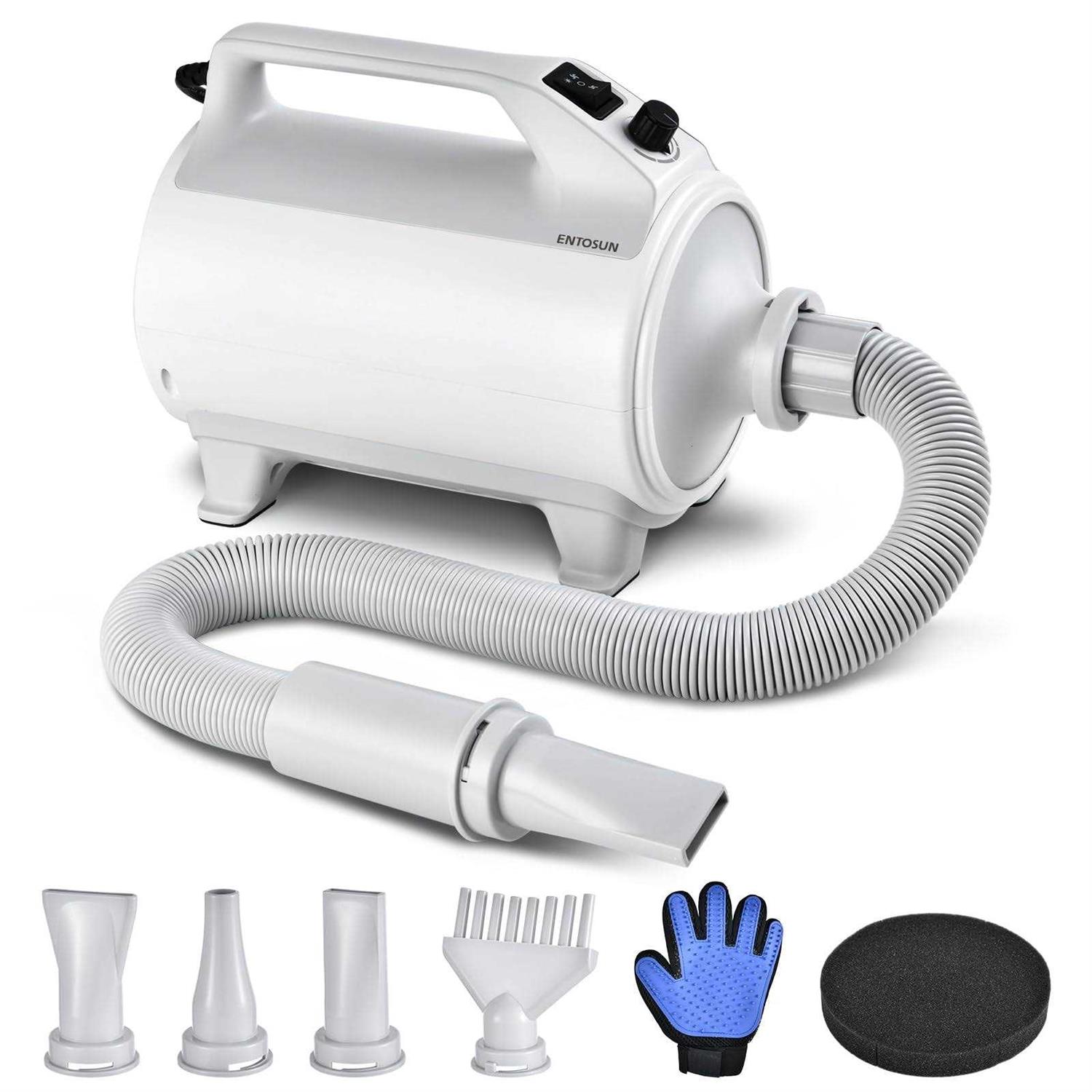 Entosun Dog Dryer, Pet Hair Dryer, 4.3hp/2800W Adjustable Speed and Temperature - Healthber