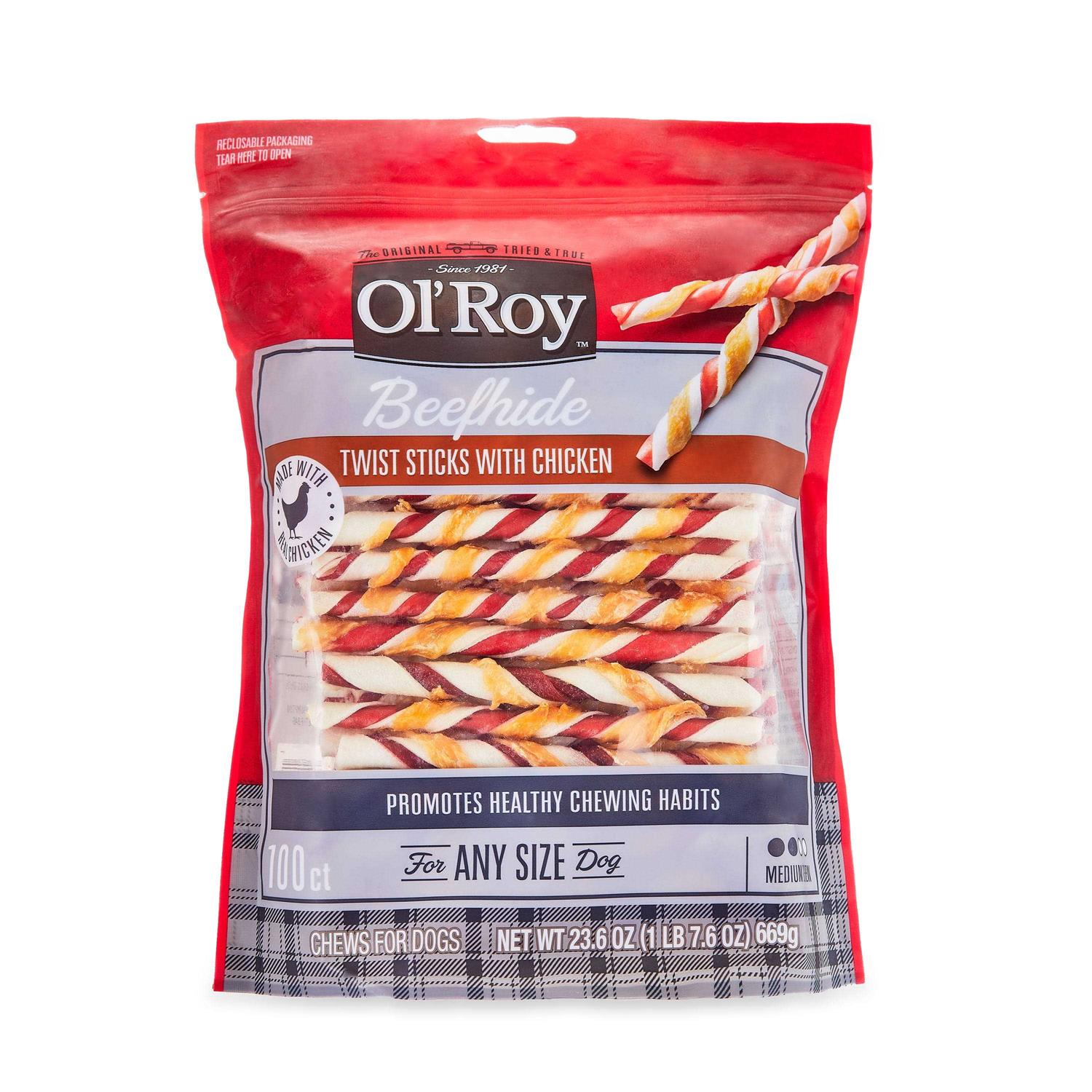 Ol’ Roy Beefhide Twist Sticks with Chicken - Healthber