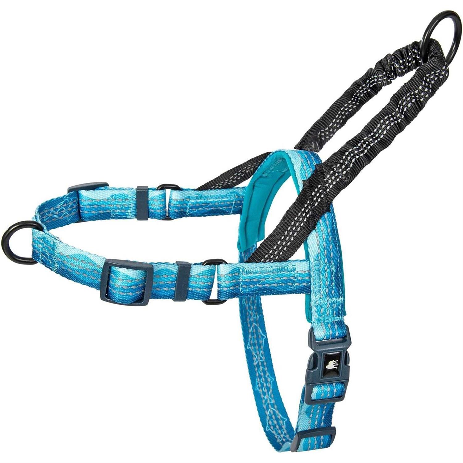 Leashboss Pattern Reflective No Pull Dog Harness with Bungee Handle, Rear and Front Clip Attachment - Healthber