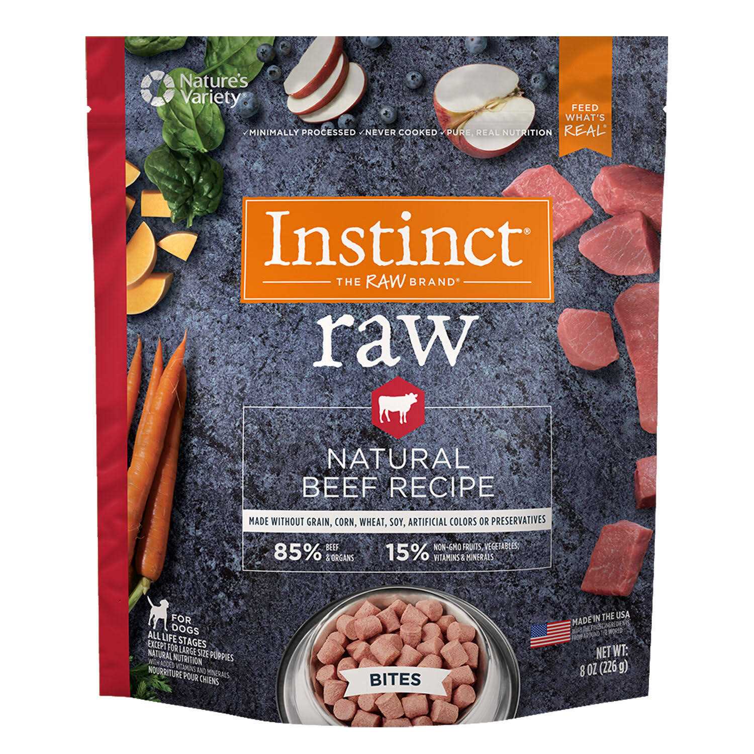 Instinct Frozen Raw Bites Grain Free Real Beef Recipe Dog Food - Healthber
