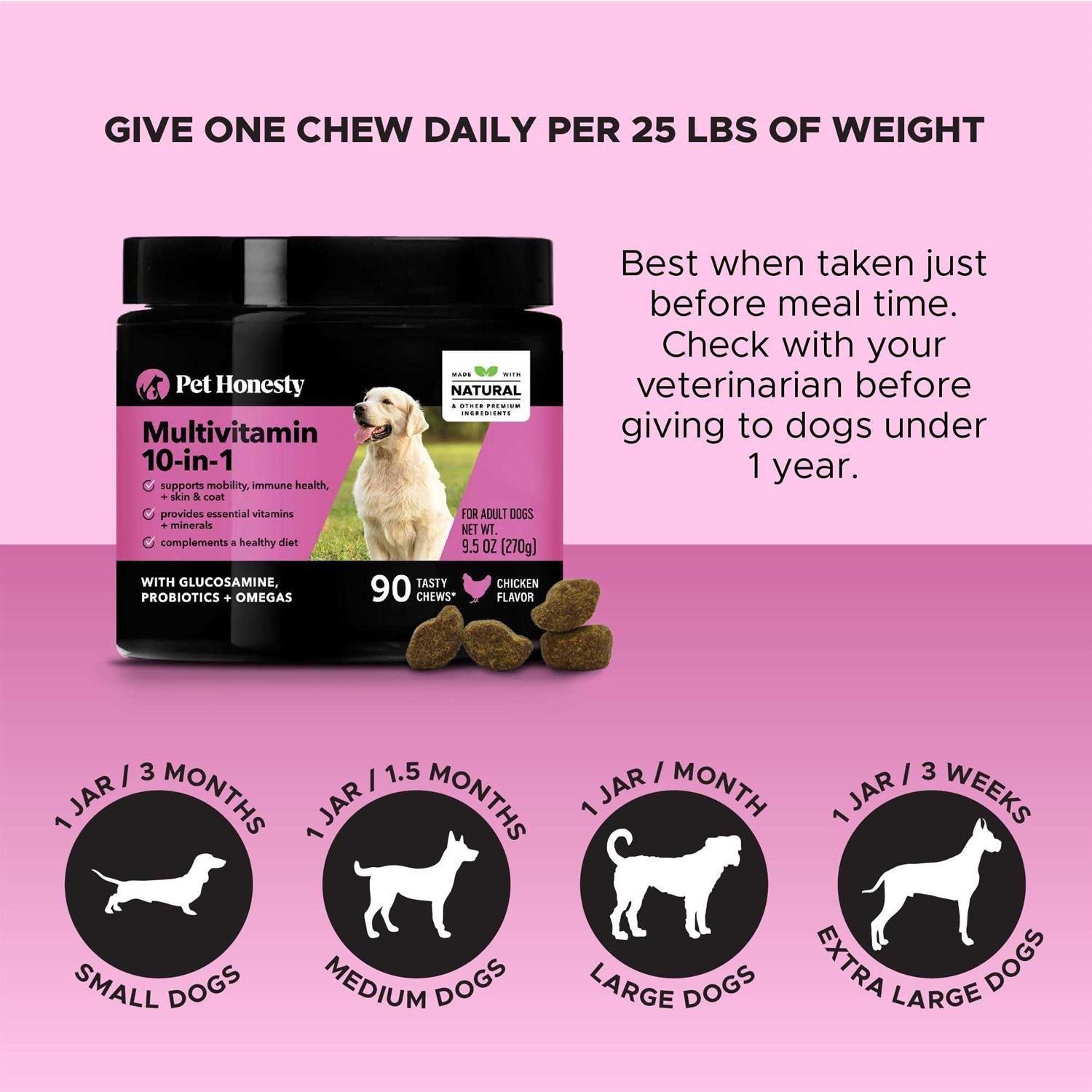 Pet Honesty Dog 10 in 1 Multivitamin Glucosamine Soft Chews - Healthber