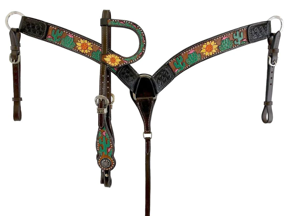 Showman Hand Painted Sunflower & Cactus Tack Set - Healthber