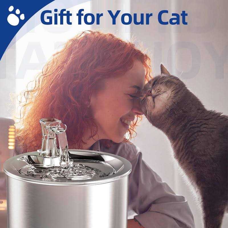 homtyler cat water fountain stainless steel inside ultra-quiet pump - Healthber
