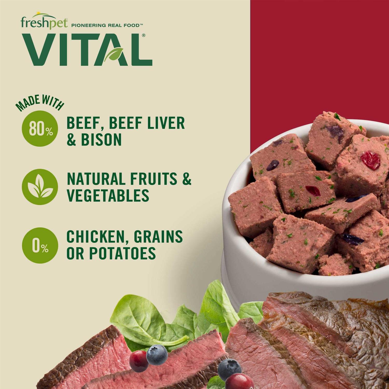 Freshpet Vital Grain-Free Beef & Bison Fresh Dog Food - Healthber