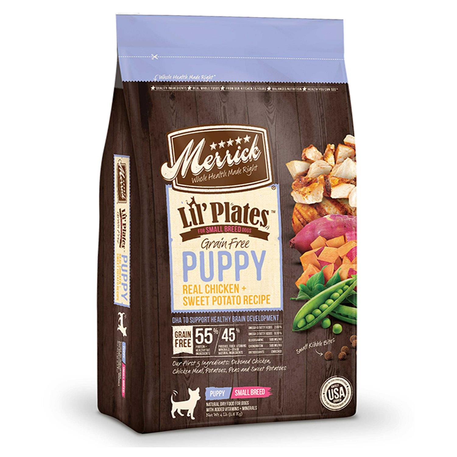 Merrick Lil’ Plates Grain Free Puppy Small Breed Real Chicken & Sweet Potato Dry Dog Food - Healthber