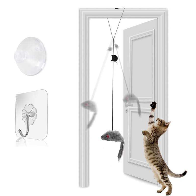 Fynigo Self-Play Hanging Door Cat Mouse Toys for Indoor Cats Kitten,Interactive Cat Mice Toys for Hunting Exercising Eliminating Boredom - Healthber