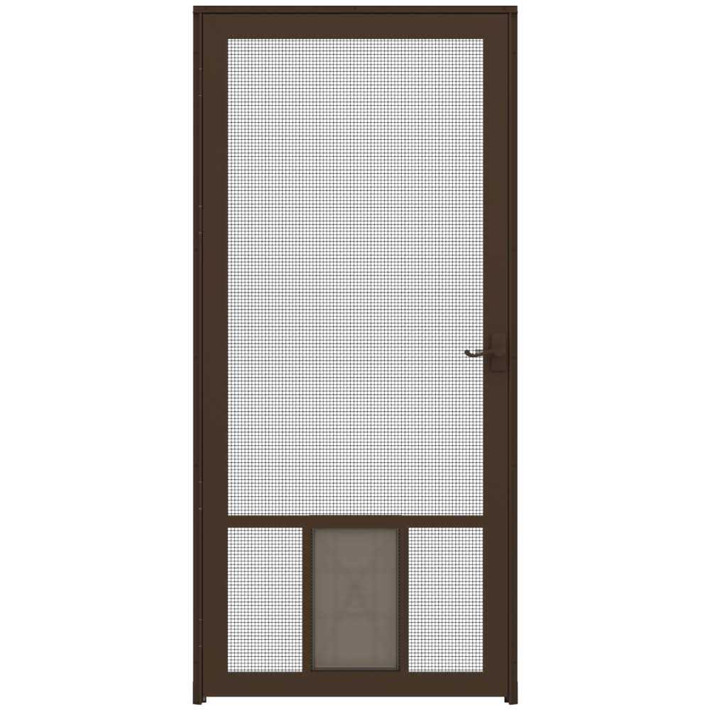 LARSON Pet Breeze 32-in x 81-in Brown Aluminum Hinged Screen Door - Healthber