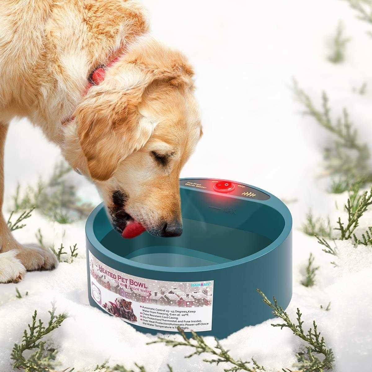 PETLESO Dog Heated Water Bowl Pet Water Heating Bowl for Cats Dogs Chicken Birds Outdoor Winter Dog Bowl - Healthber