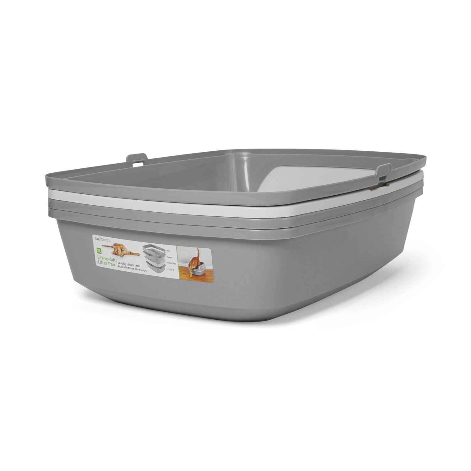 So Phresh Grey & White Lift-to-Sift Cat Litter Pan - Healthber