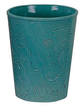 Savannah Ceramic Wastebasket, Turquoise - Healthber
