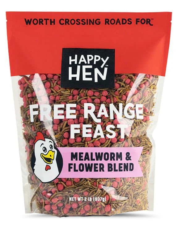 Happy Hen Free Range Feast Mealworm Blends for Chickens, 2 lb - Healthber
