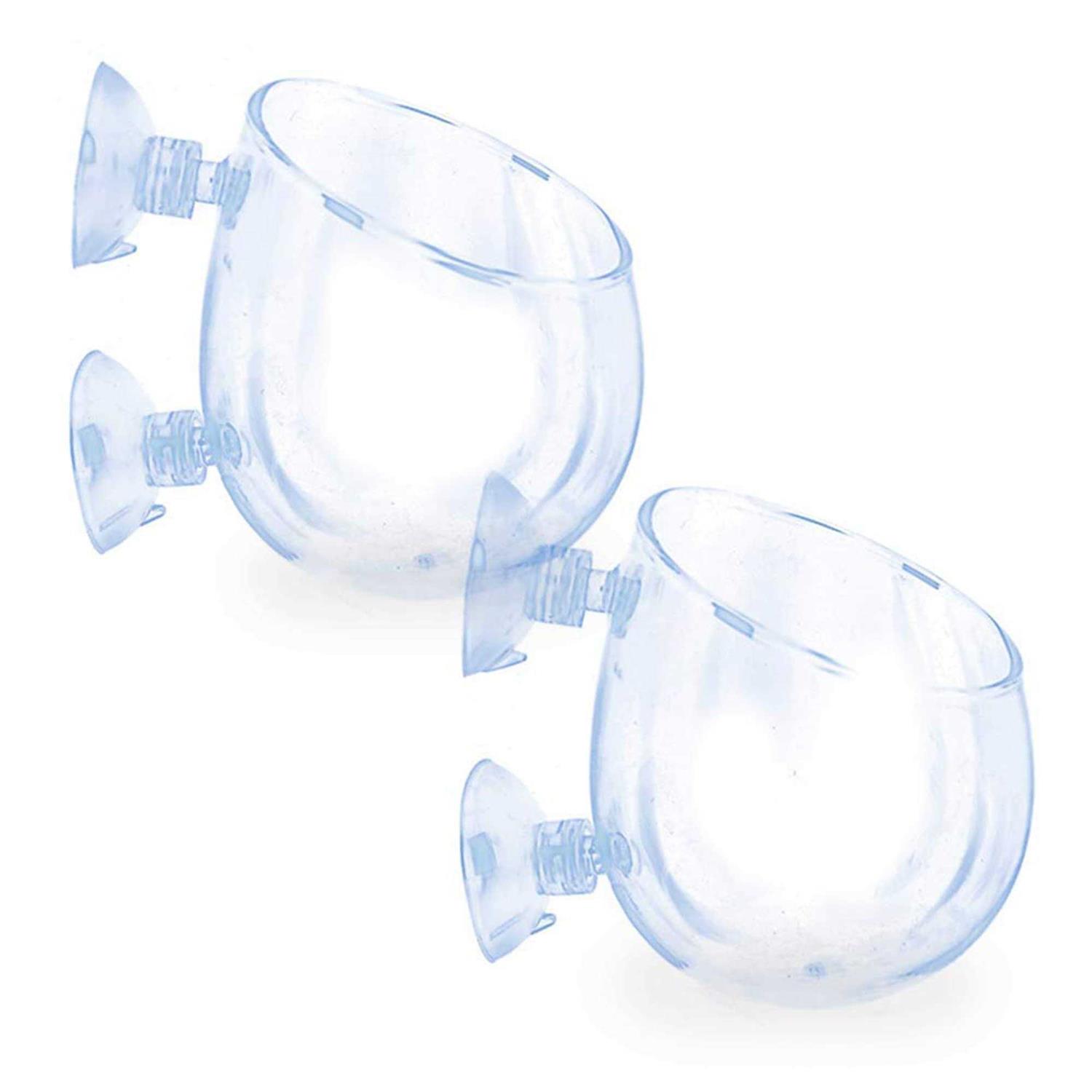 SunGrow 2-Pack Aquatic Plant Pot with Suction Cups Crested Gecko Food Holder - Healthber