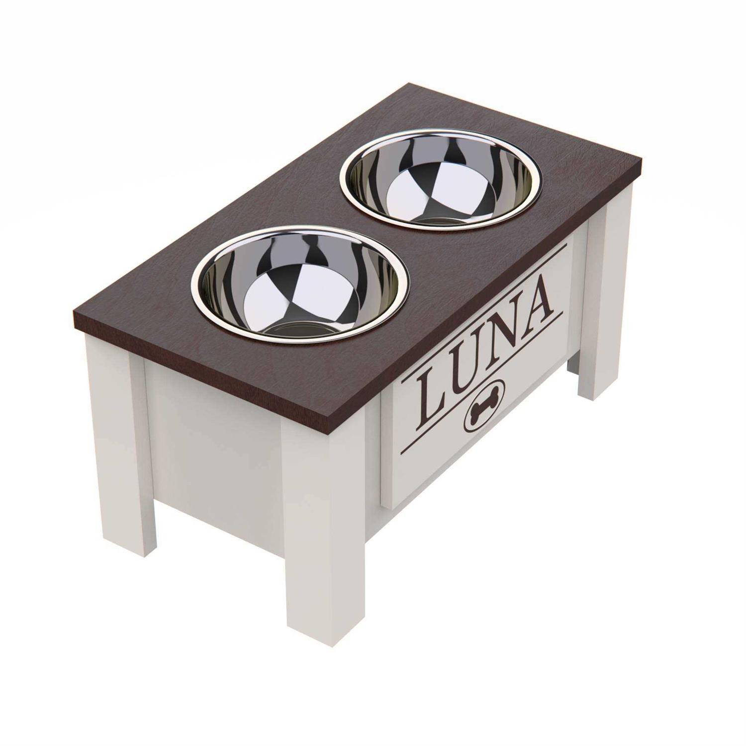 Groovethiswoodshop Personalized Elevated Dog Bowl Stand with Internal Storage - Healthber