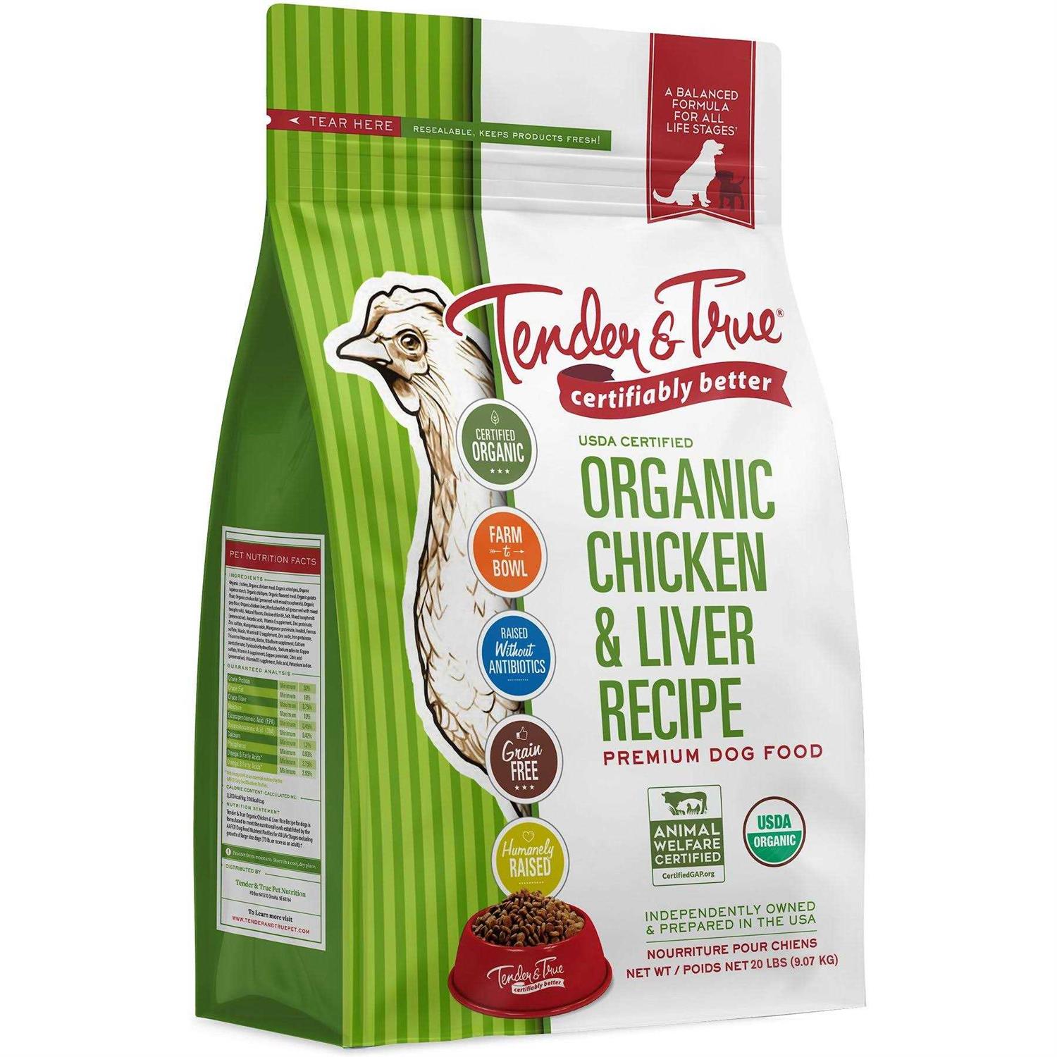 Tender & True Organic Chicken & Liver Recipe Dry Dog Food - Healthber