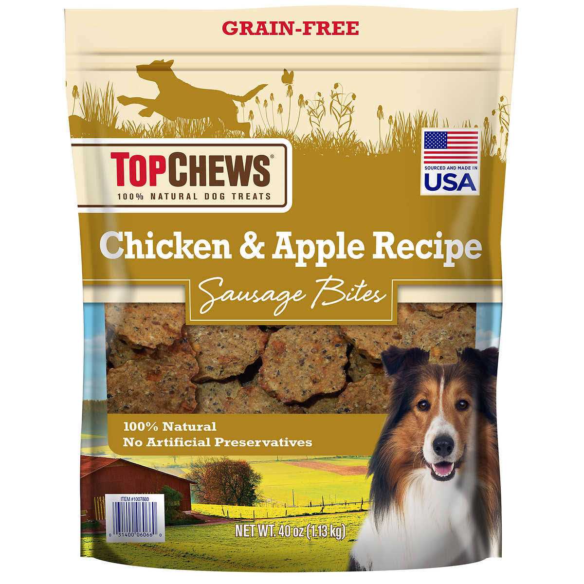 Top Chews Chicken & Apple Recipe 100% Natural Dog Treats - Healthber