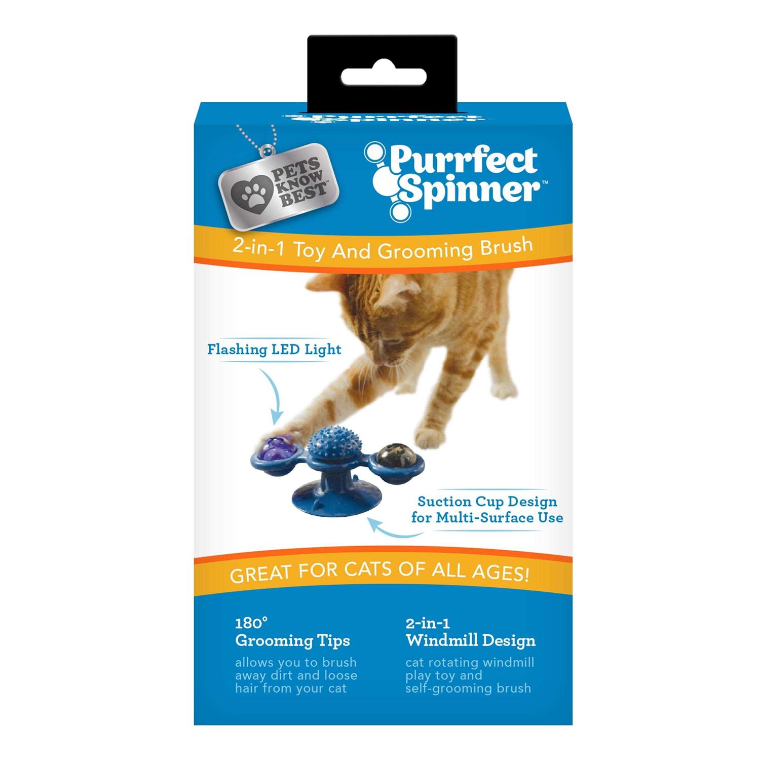Pets Know Best Purrfect Spinner Toy & Grooming Brush - Healthber