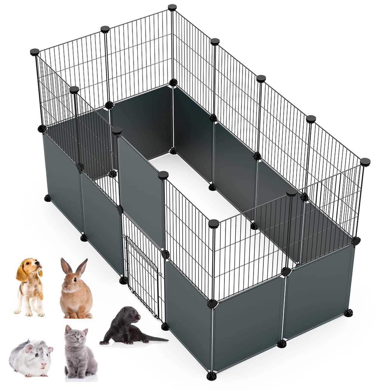 LANGXUN DIY Small Animal Playpen Pet Playpen for Small Dogs with Door - Healthber