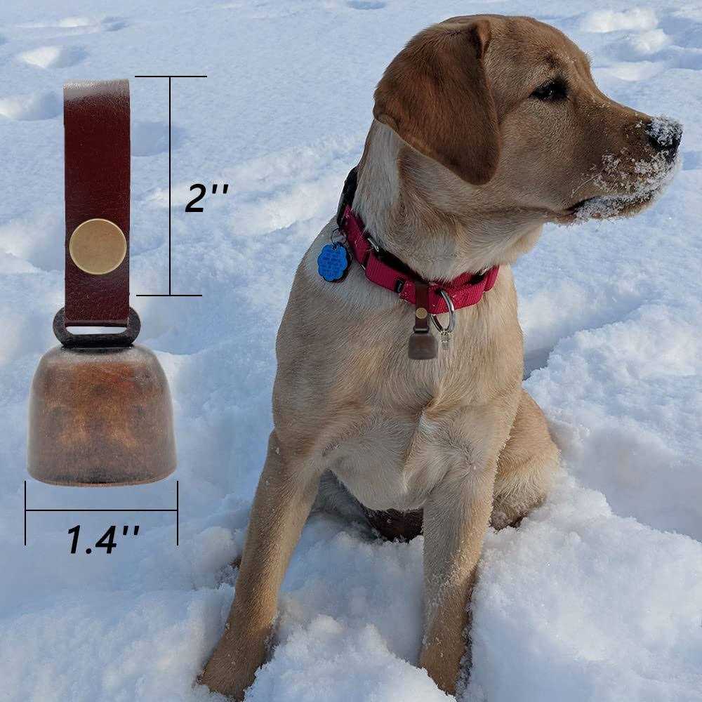 kcrygogo Dog Collar Bell Pet Bells Tracker Noise Maker Anti-theft Bell with Leather Button Strap and Pet Anti - Healthber
