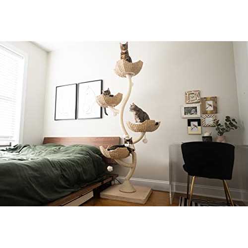 Mau Ivy Modern Cat Tree, White - Healthber