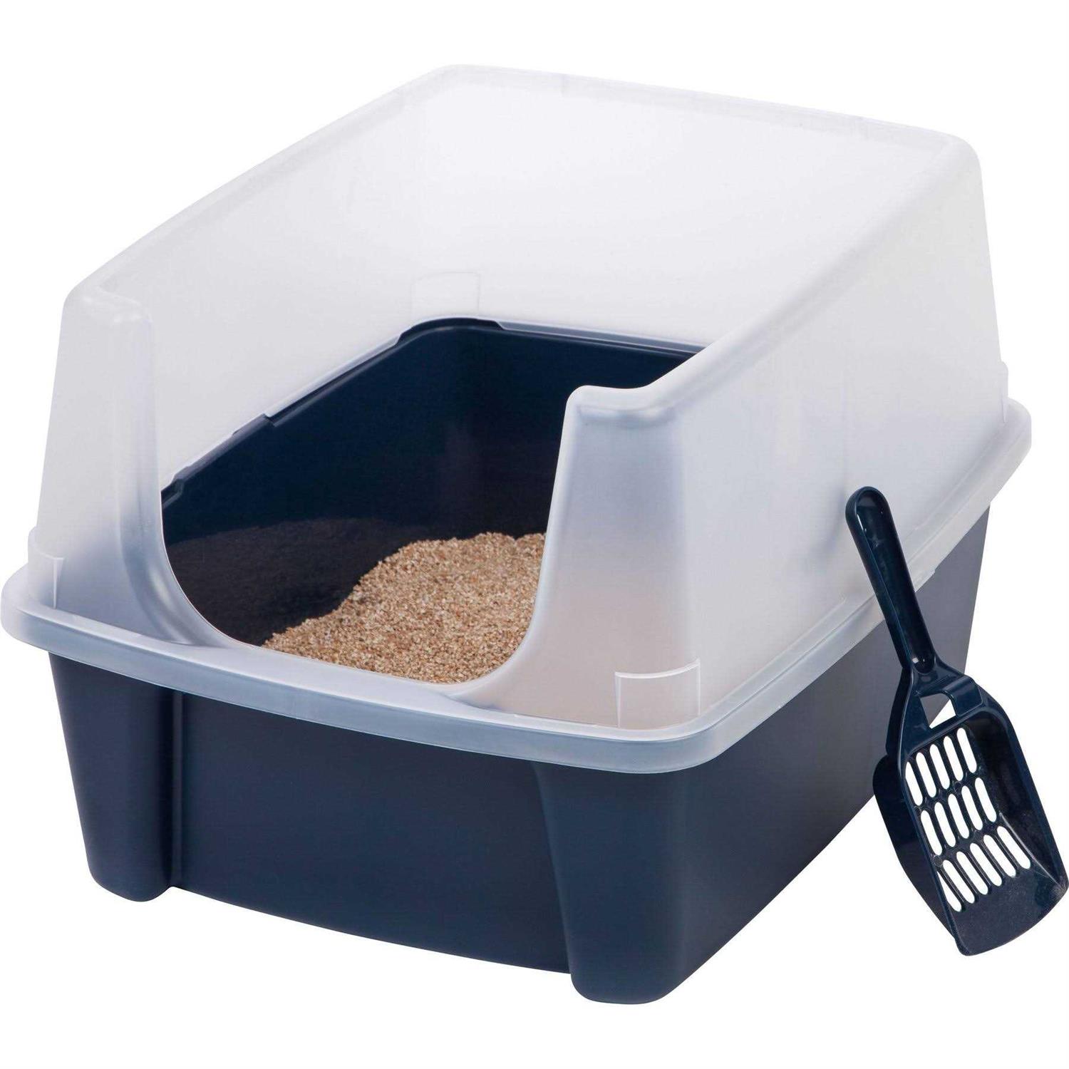 Iris USA Open Top Cat Litter Box with Shield and Scoop - Healthber