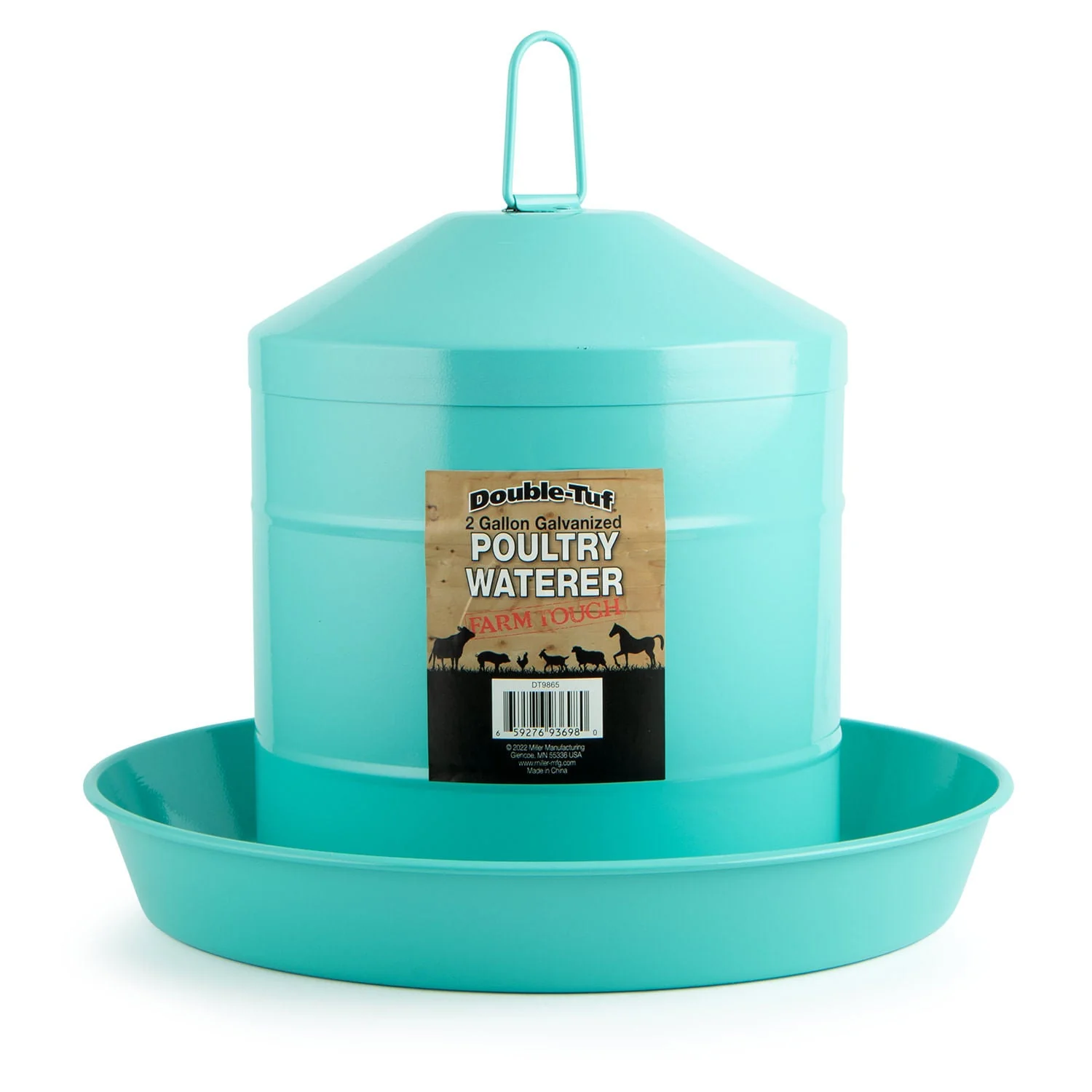 Double-Tuf 2 Gallon Poultry Fount, Seafoam Green - Healthber