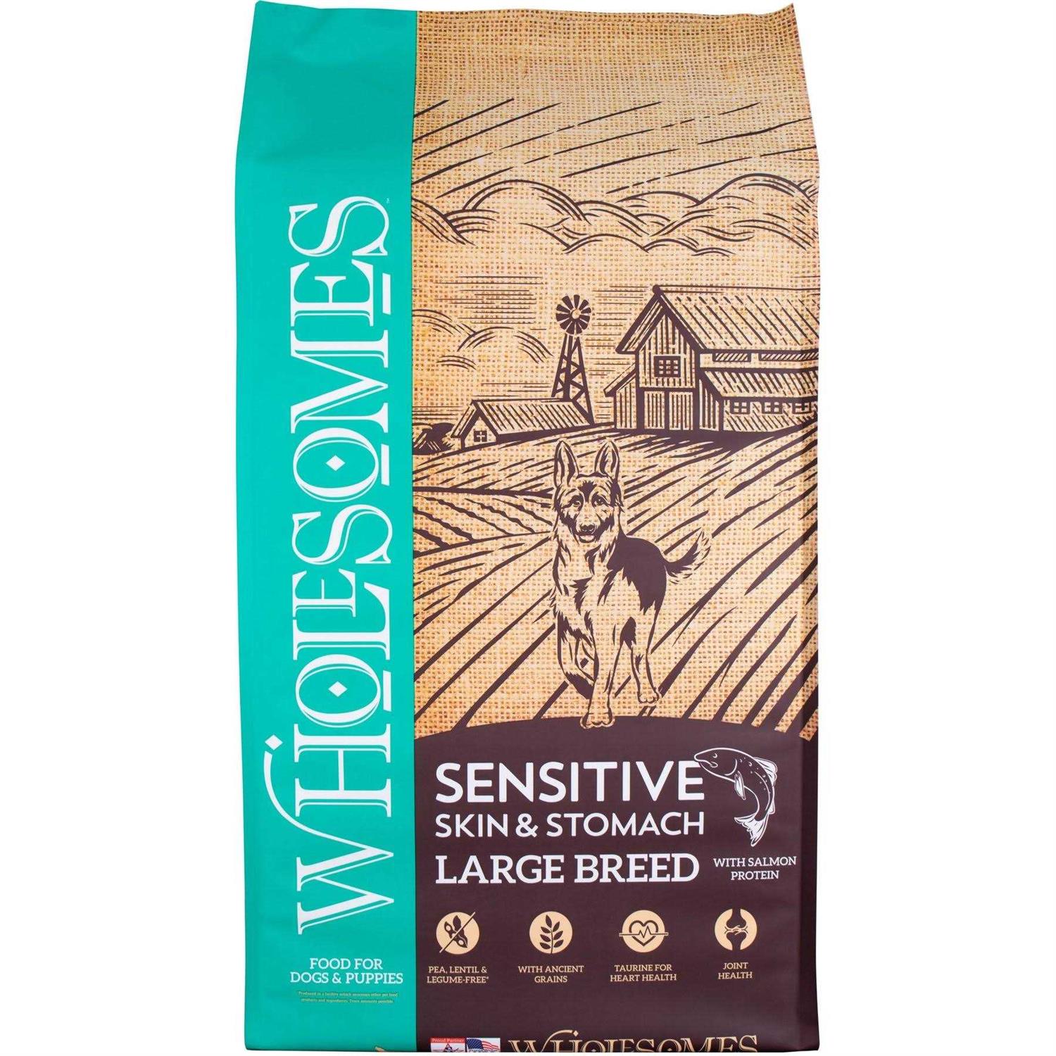 Wholesomes Sensitive Skin & Stomach Large Breed Salmon Dry Dog Food - Healthber