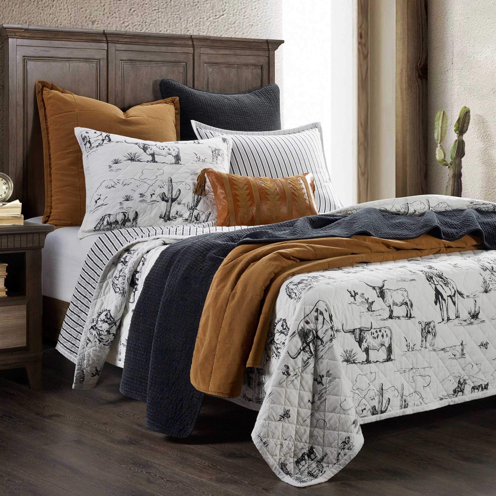 Ranch Life Western Toile Reversible Quilt Set - Healthber