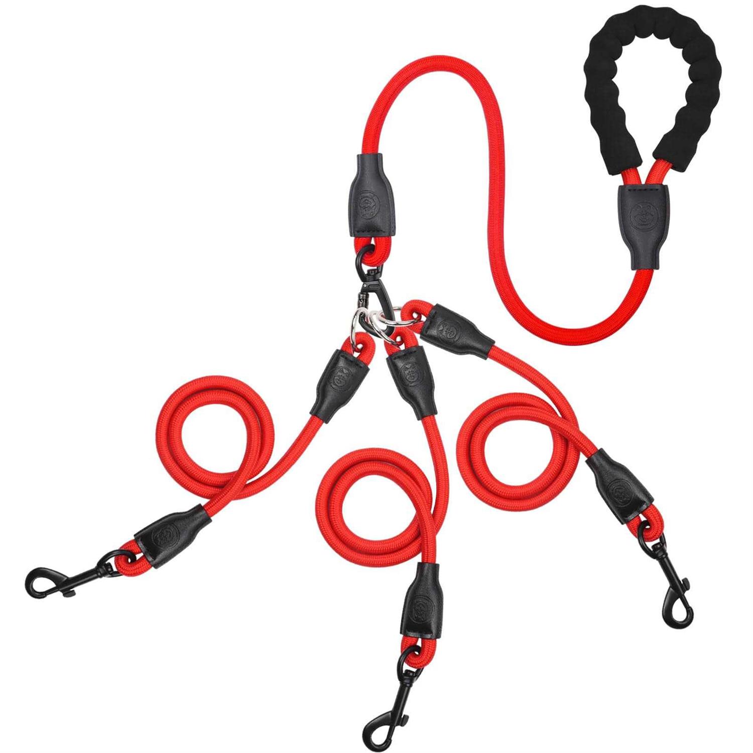 Mengbei tribe Heavy Duty 3 Dog Leash,3 Way Dog Leash No Tangle,Detachable 360° Swivel Device,Multiple Dog Leash with Padded Handle,for Walking and - Healthber