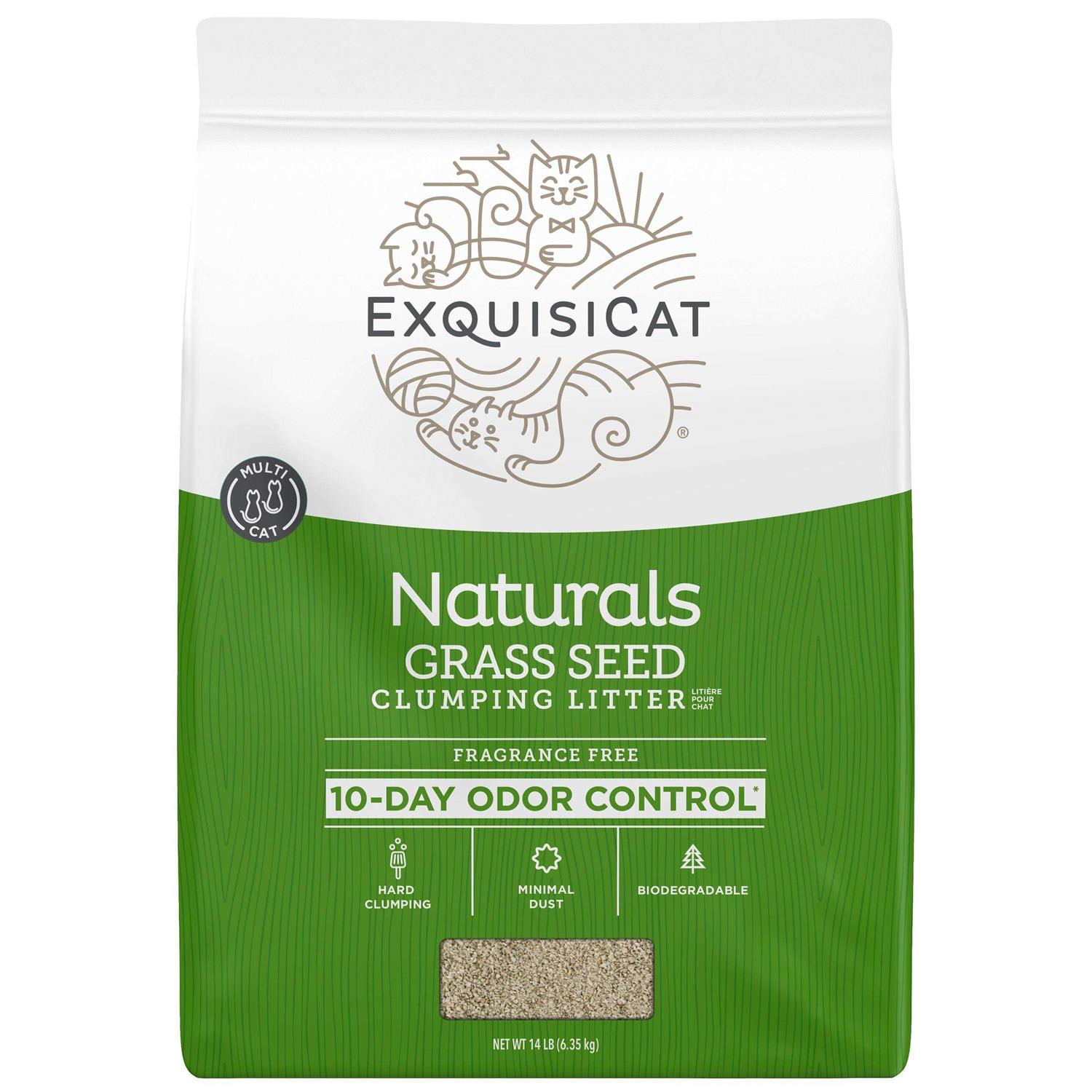 ExquisiCat Naturals Grass Seed Natural Clumping Cat Litter - Healthber