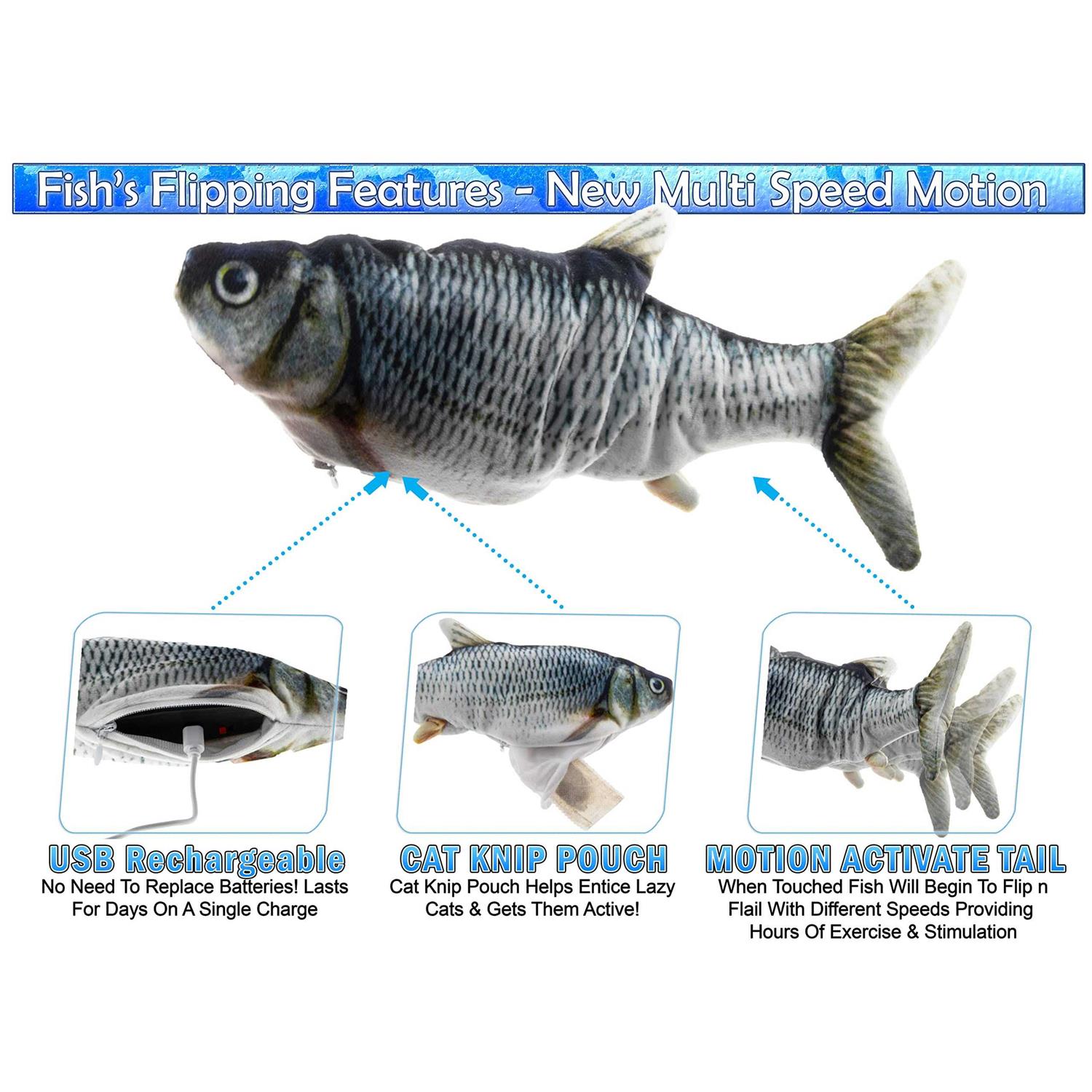 5 STAR SUPER DEALS Cat Flipping n Flopping Fish Cat Toy - Healthber