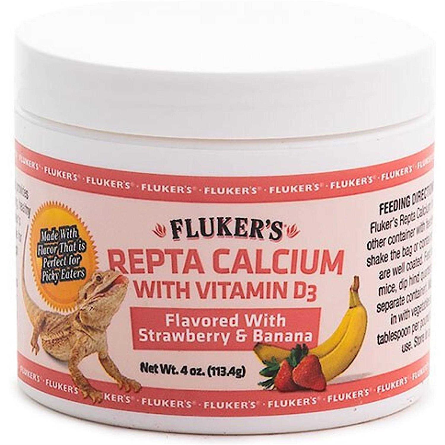 Flukers Repta Calcium with Vitamin D3 Strawberry Banana Flavored - Healthber