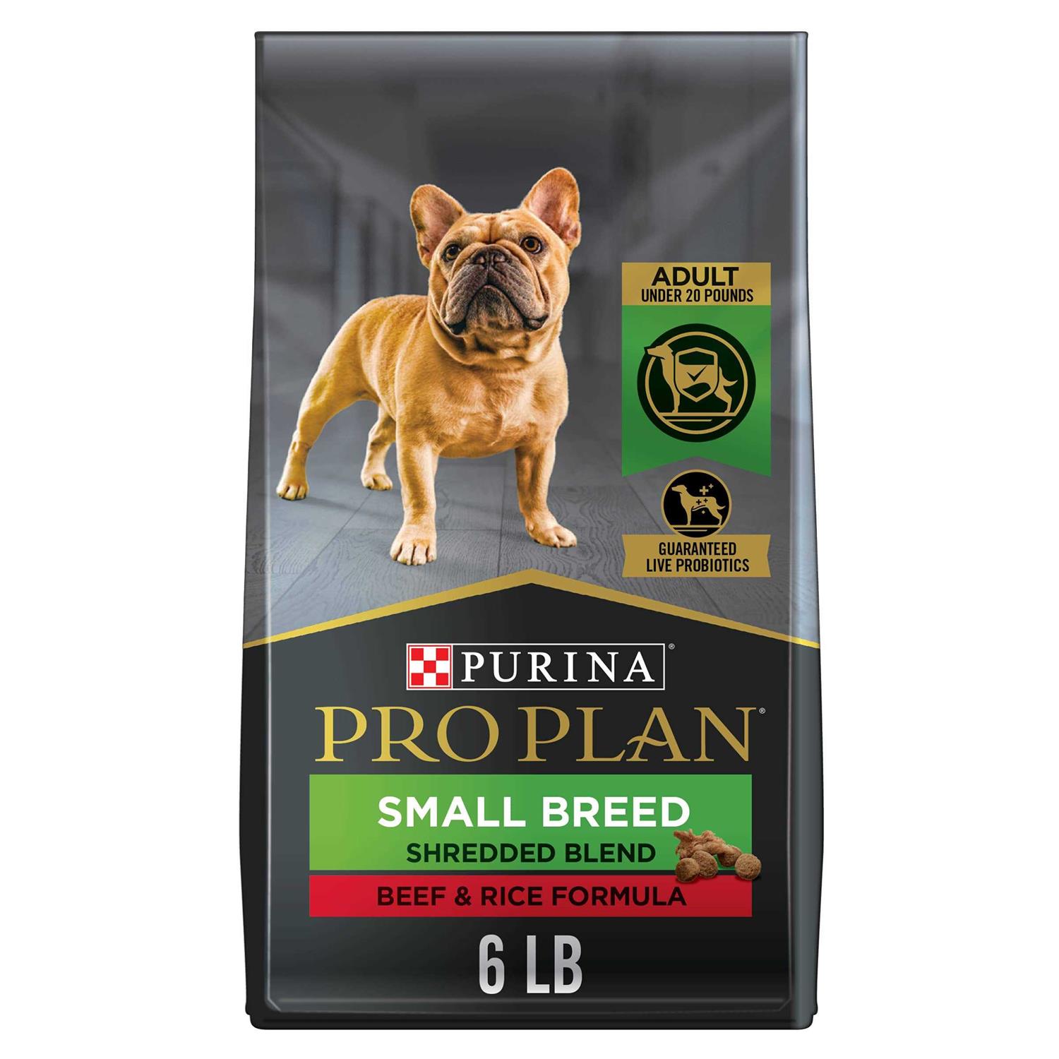 Purina Pro Plan High Protein Shredded Blend Beef & Rice Formula Small Breed Dry Dog Food - Healthber